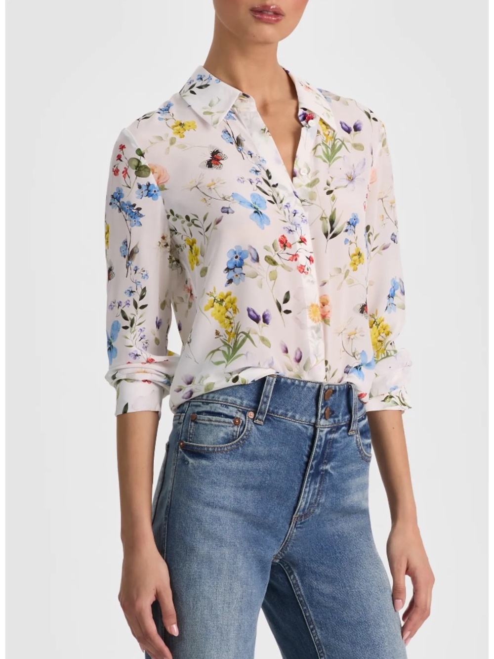Alice + Olivia Willa Twisting Wines Silk Blouse size L